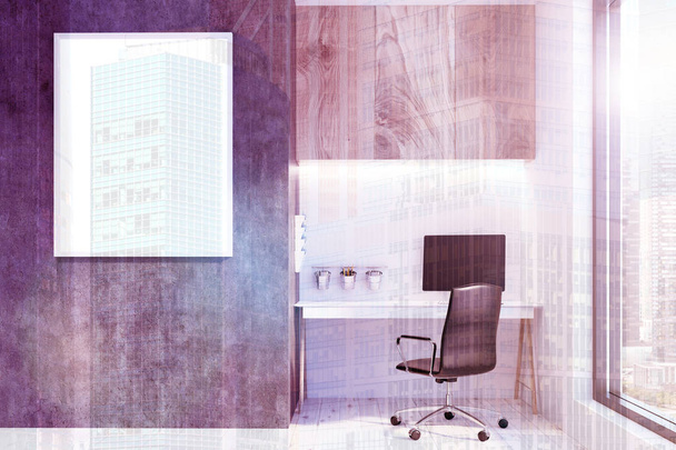 Konkrét és fehér otthoni irodában, tónusú poszter - Fotó, kép