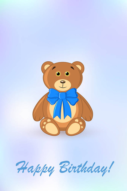 bear teddy. greeting card happy birthday - Vettoriali, immagini