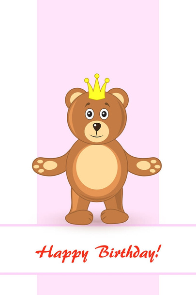 bear teddy. greeting card happy birthday - Διάνυσμα, εικόνα