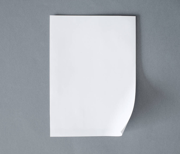 Blank white paper on the gray background - Фото, изображение
