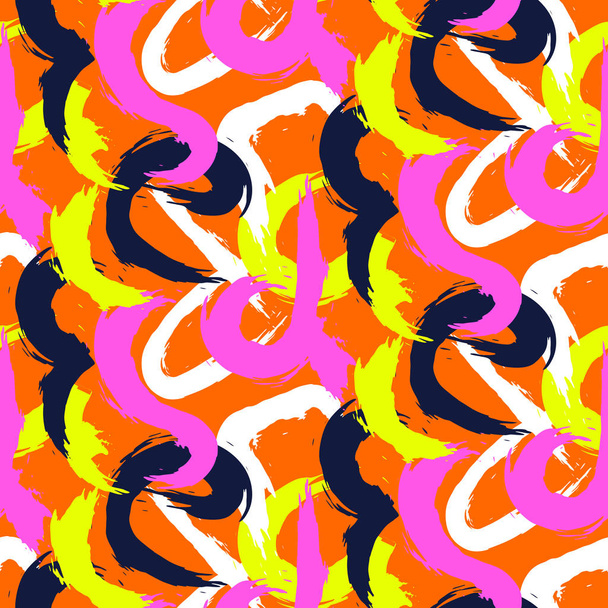 Brushstrokes camouflage bold colorful seamless vector pattern. - Vecteur, image