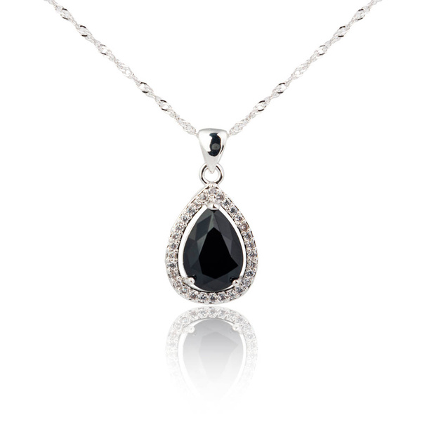 Black spinel Diamond pendant isolated on white - Valokuva, kuva