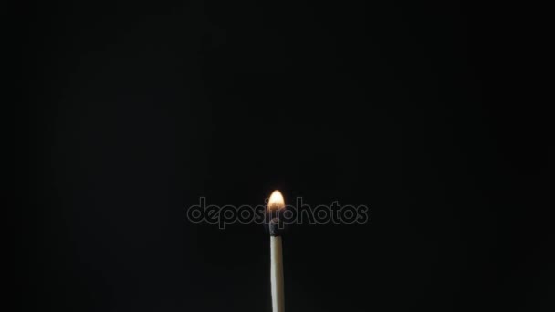 Burning Match And Flame. Safety Match primer plano sobre un fondo negro
 - Imágenes, Vídeo