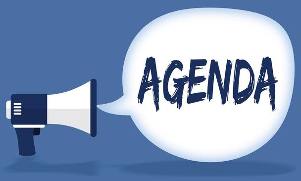 AGENDA writing in speech bubble with megaphone or loudspeaker. - Photo, Image