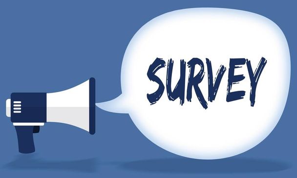 SURVEY writing in speech bubble with megaphone or loudspeaker. - Photo, Image