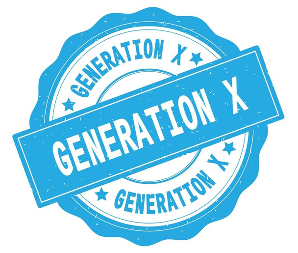 Generation X szöveg, a cián kerek jelvény. - Fotó, kép