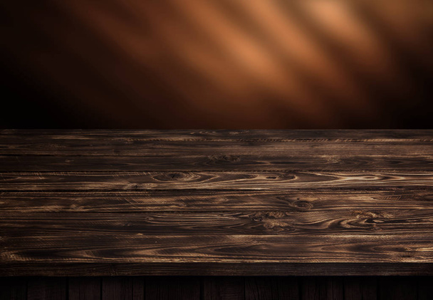 Sötét fa asztal, barna fa terv belső - Fotó, kép