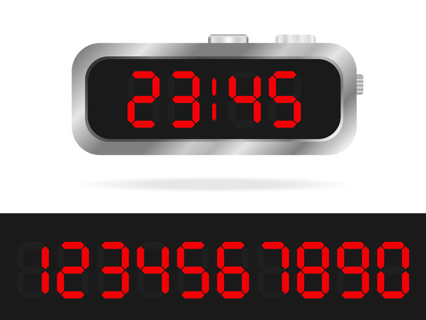 digital silver clock, digital number - Vektor, kép