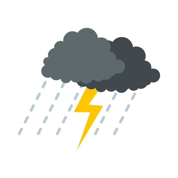 Cloud thunder icon, flat style - Vector, Image