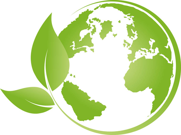 Γη, φύλλα, σφαίρα, παγκόσμια σφαίρα, ανακύκλωση, λογότυπο - Διάνυσμα, εικόνα