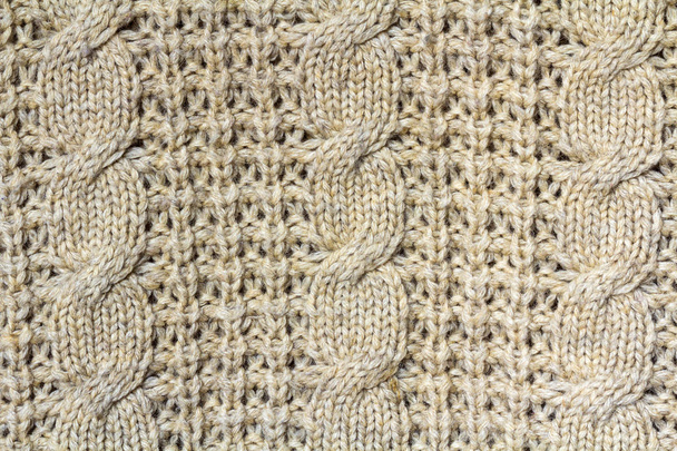 Background texture of beige pattern knitted fabric made of cotto - Zdjęcie, obraz