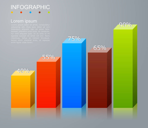 Infographic elements in modern fashion with bar chart - Wektor, obraz