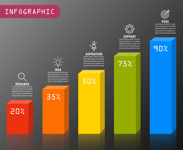 Infographic elements in modern fashion with bar chart - Vector, Image