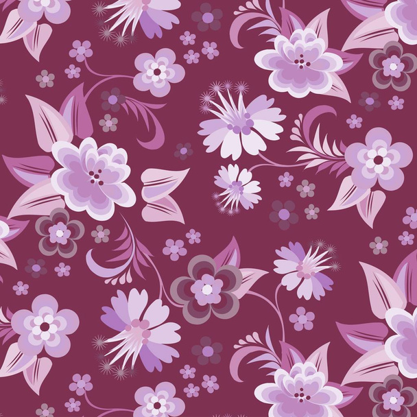 Seamless purple floral wallpaper - Διάνυσμα, εικόνα