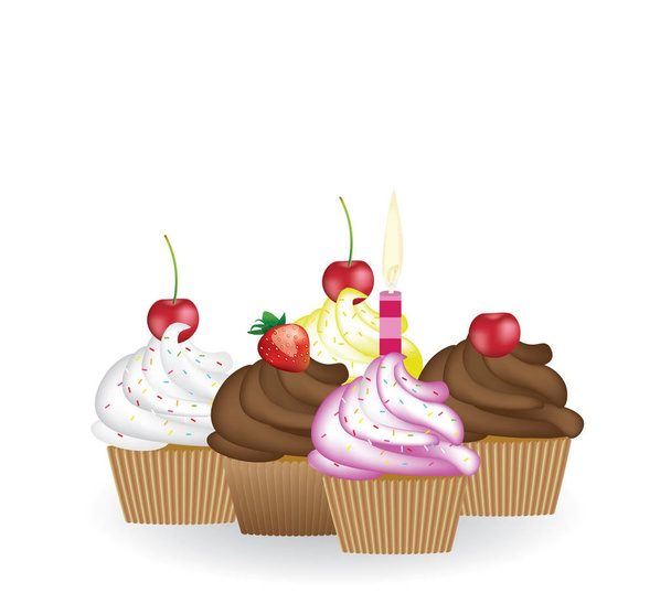 Cupcakes birthday set - Vector, Image