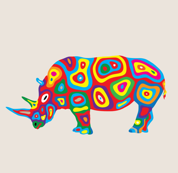 Разноцветный носорог, векторный дизайн
  - Вектор,изображение