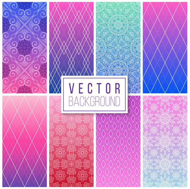 Collection Ethnic floral seamless pattern with mandalas - Vector, Image