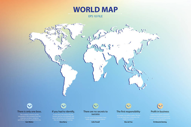 Ilustración de silueta de mapa del mundo, elementos vectoriales con icono. Mapa del mundo silueta blanca
 - Vector, imagen