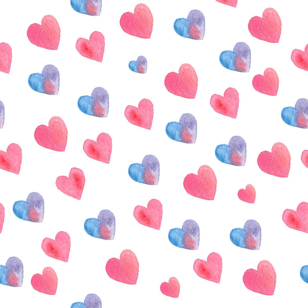 nahtloses handgezeichnetes Muster mit Herzen zum Valentinstag - Foto, Bild
