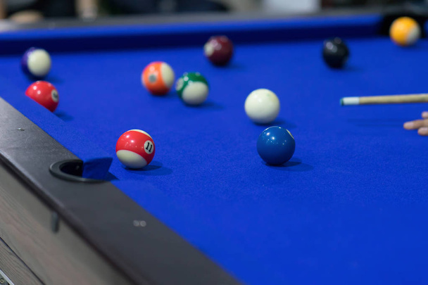 Blue Pool table with balls. This is sports. - Photo, Image