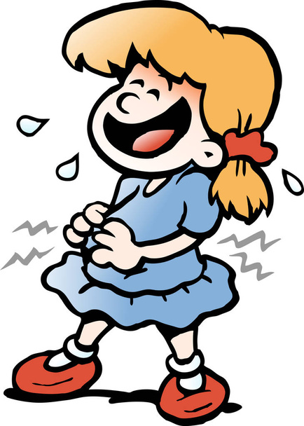 Cartoon Vector illustration of an little Girl threre is laughing - Vector, Image