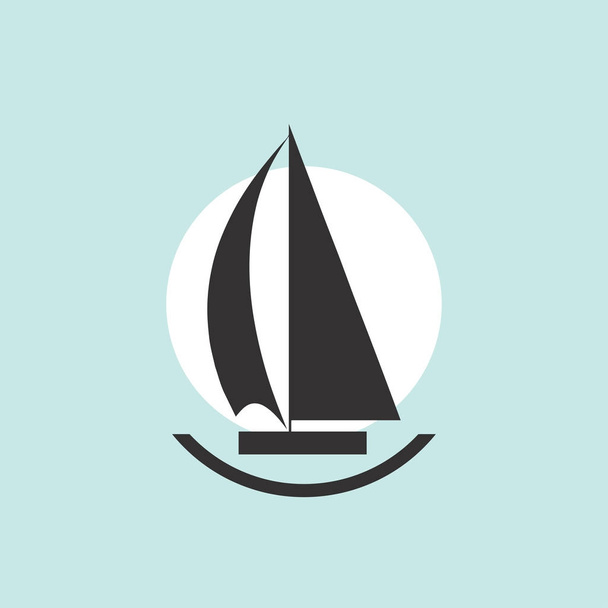 Icono del barco de vela. estilo plano
 - Vector, Imagen