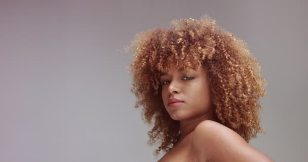mujer negra de raza mixta con retrato de maquillaje neutro
 - Metraje, vídeo