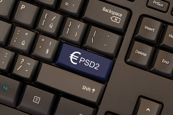 Платіжні послуги Директива 2 (PSD2) на кнопці клавіатури
 - Фото, зображення