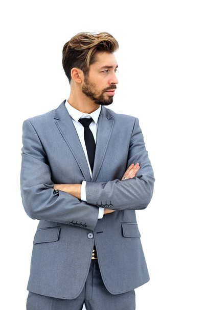 business man with arms crossed in a white background - Foto, immagini