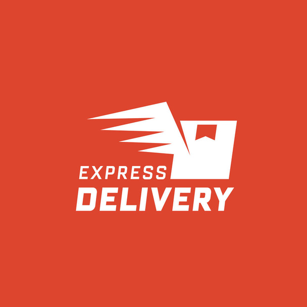 Express delivery on red background. Delivery label for online shopping. Worldwide shipping. Vector illustration - Vector, Image