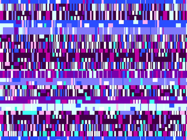 Δυσλειτουργία χωρίς ραφή πρότυπο. Σήμα σφάλματος, pixel μωσαϊκό. Σφάλμα οθόνης του υπολογιστή. Φόντο με γεωμετρικά σχήματα των διαφορετικών χρωμάτων, πλατείες, ρίγες και ορθογώνια. Εικονογράφηση διάνυσμα - Διάνυσμα, εικόνα