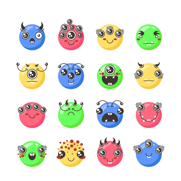 Set of cute lovely kawaii emoticon. - Vettoriali, immagini