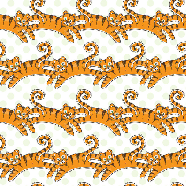 Patrón sin costura vectorial con tigres saltarines
. - Vector, Imagen