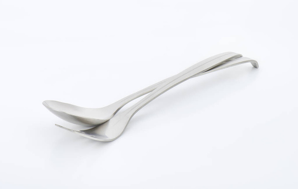 Metalen lepel en vork - Foto, afbeelding