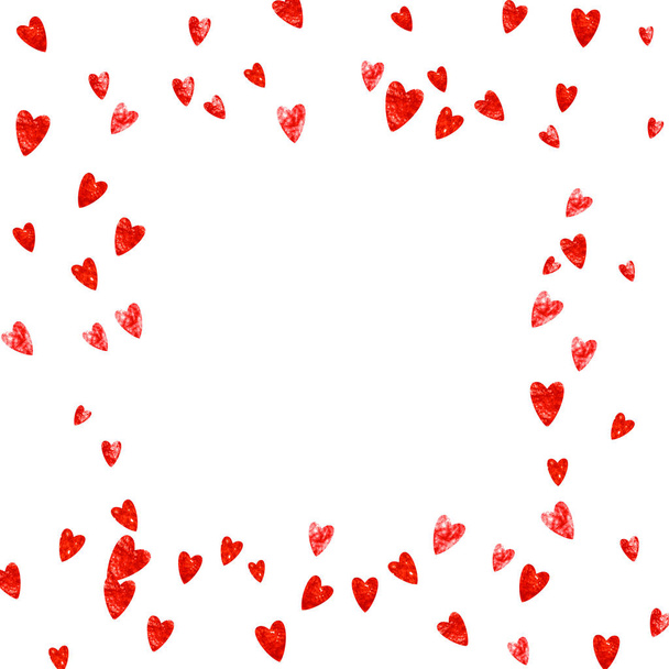 Fondo de San Valentín con corazones de purpurina rosa. 14 de febrero. Vector confetti para plantilla de fondo de San Valentín. Grunge textura dibujada a mano. - Vector, Imagen