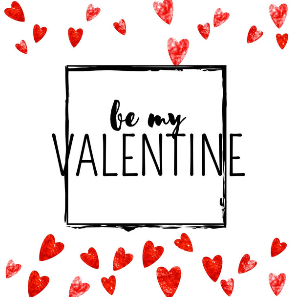 Valentine background with gold glitter hearts. February 14th day. Vector confetti for valentine background template. Grunge hand drawn texture. - Vektori, kuva