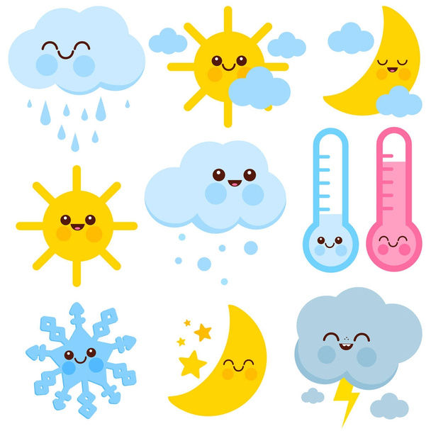 Cute weather icons vector set  - Vektor, obrázek
