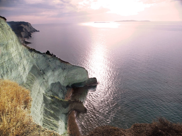 blue lagoon coast landscape ionian sea on Corfu island  - Photo, Image
