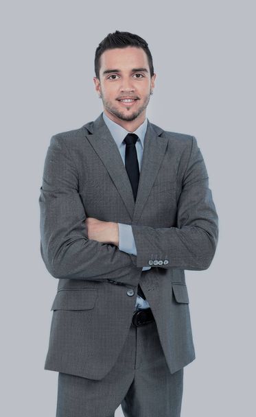 Un hombre de negocios sonriente. Aislado sobre fondo blanco
 - Foto, Imagen