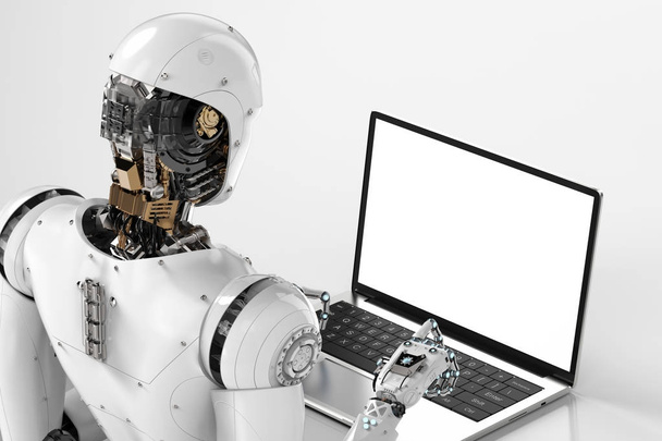 robot work on laptop - Photo, Image
