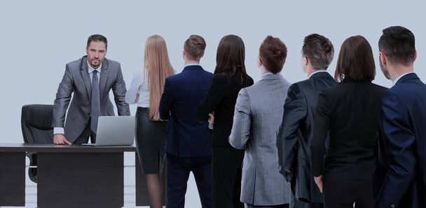 Business people looking at boss standing back side - Fotó, kép