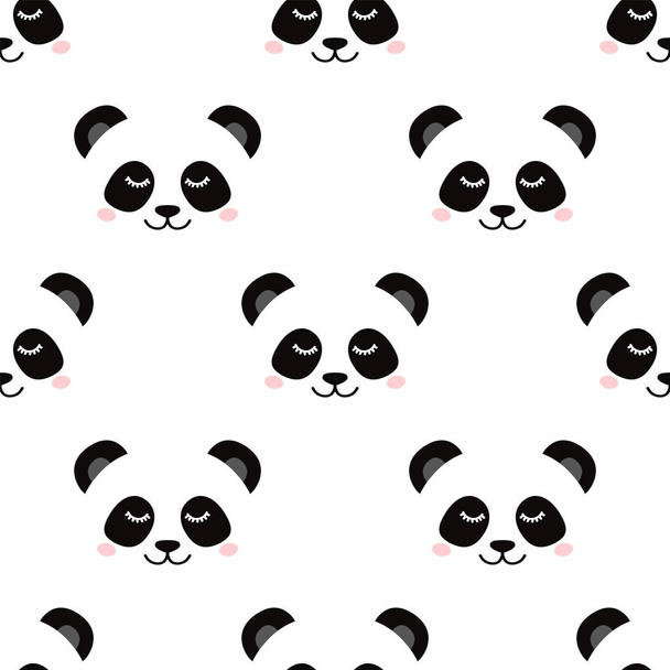 Wzór twarz senny panda - Wektor, obraz
