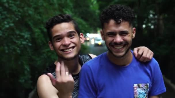 Homosexual Couple Gesturing Hands - Come Here/Invitation - Footage, Video