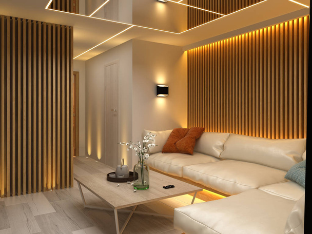 Modern belsőépítészeti szoba 3D-s illusztráció - Fotó, kép