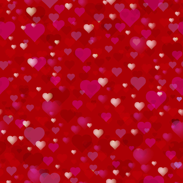 glücklicher Valentinstag Thema. nahtloses Muster. Viele Herzen auf rotem Hintergrund. Vektorillustration - Vektor, Bild