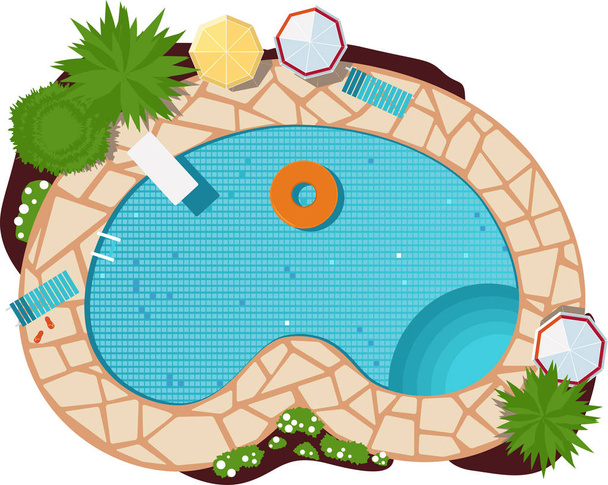 Venkovní bazén prázdný, pohled shora, Eps 8 vektorové ilustrace, bez fólie - Vektor, obrázek