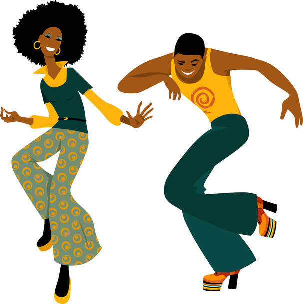 1970'lerde moda Disco, Eps 8 vektör çizim dans giymiş genç Çift - Vektör, Görsel