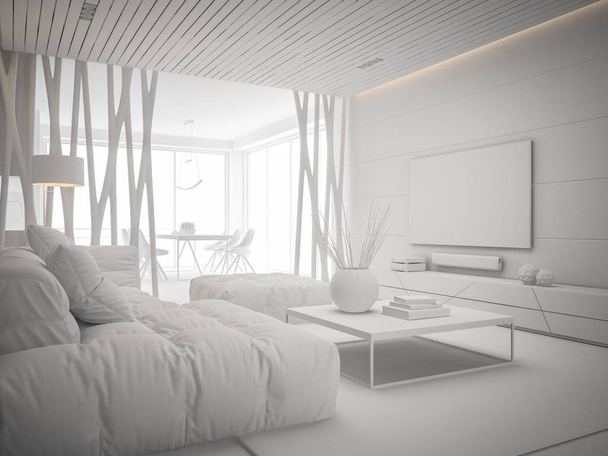 Moderní design interiéru místnosti 3d ilustrace - Fotografie, Obrázek