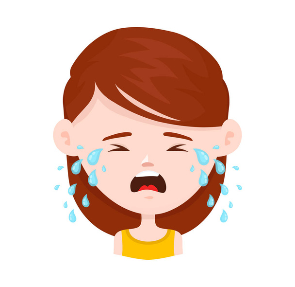 Vrouwen jong meisje huilen. Vector plat  - Vector, afbeelding