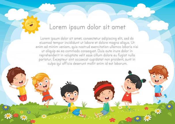 Vector Illustration Of Kids Playing Outside - Vector, Image
